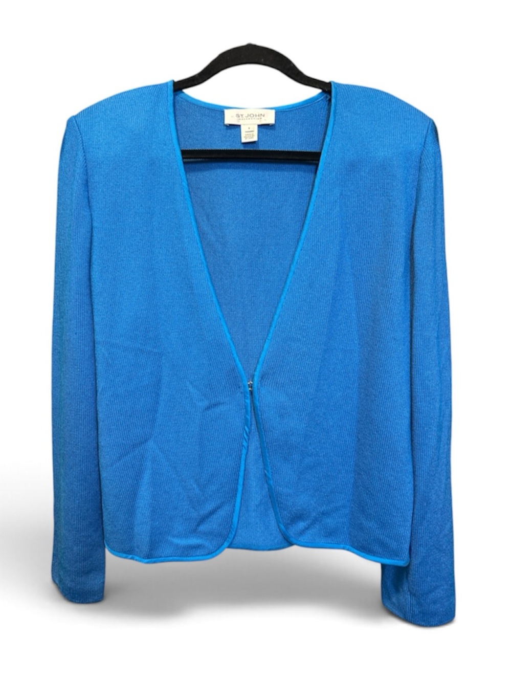 St. John Blue Open-Front Knit Cardigan